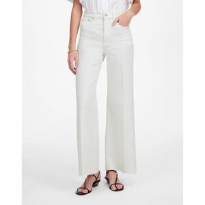 Madewell Women's Flared Wide Leg Crop Jeans Super Stretch Pure White Size 33 New